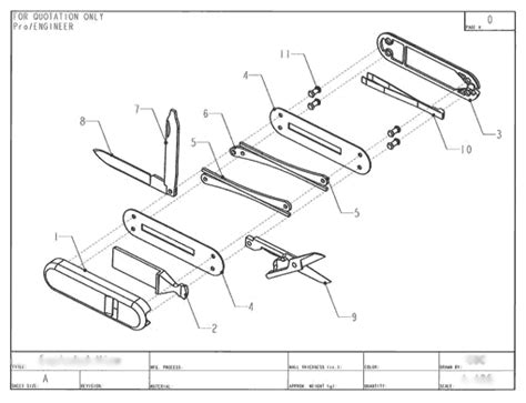 Swiss Army Knife Technical Drawing