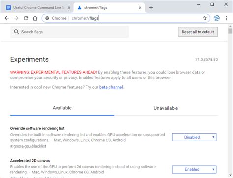 Switch Off Chrome Flags