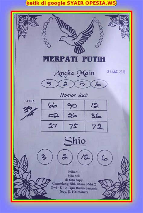 Syair HK Merpati Putih