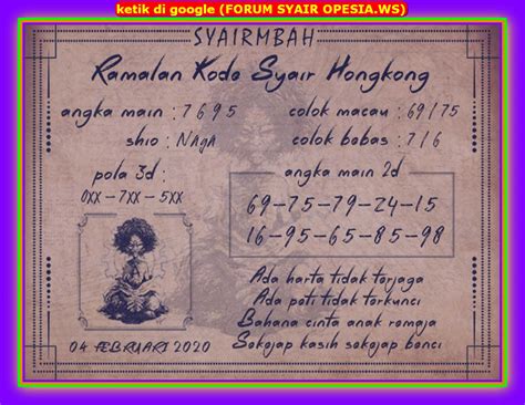 Syair HK OPIA