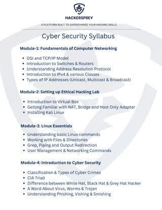Syllabus of a cybersecurity flow
