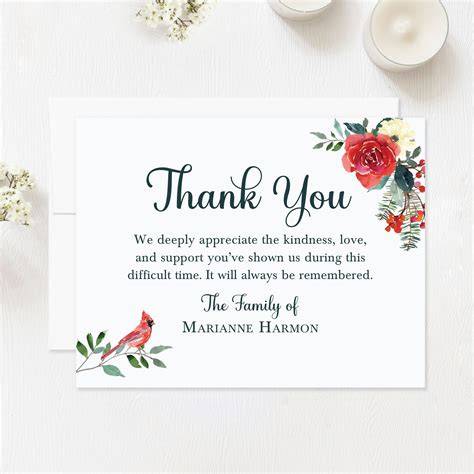Funeral Thank You Card Digital file sympathy thank you