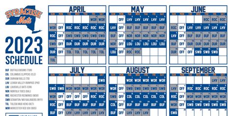 Syracuse Mets Printable Schedule