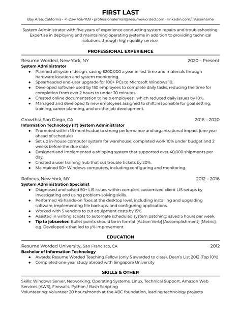 System Administrator Resume