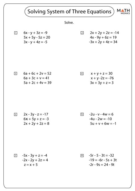 Systems Of Equations Applications Worksheet