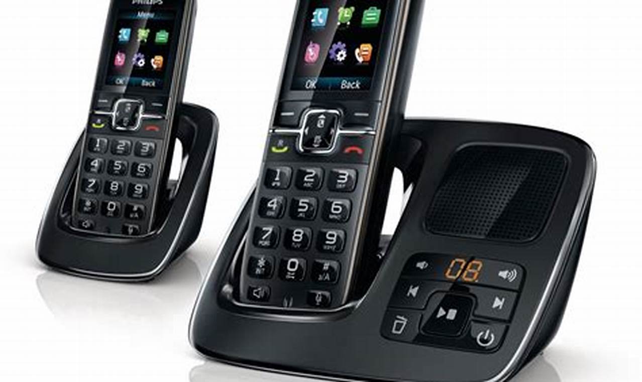 Téléphone Fixe Sans Fil Philips Linea 2 Combinés Noir