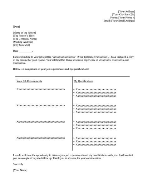 T Format Cover Letter Template