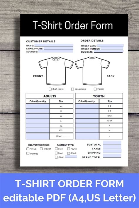 T Shirt Order Form Template Free
