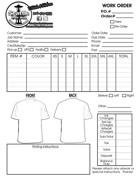 T Shirt Order Forms Template Free