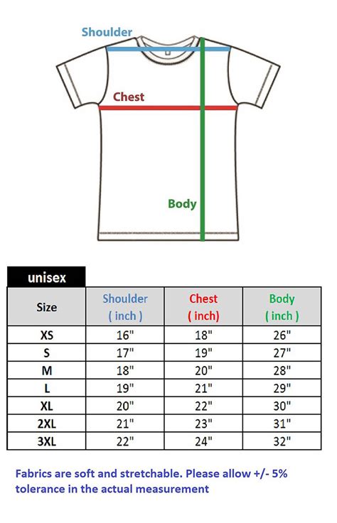 T-shirt Measurement Chart