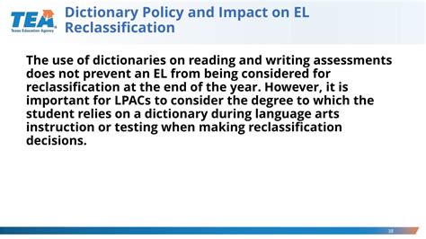 Tea Printable El Reclassification Guide