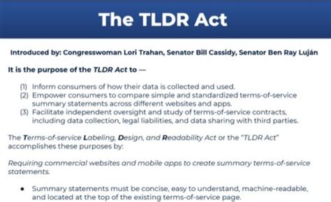 TLDR Bill Introduced to Simplify Terms of Service