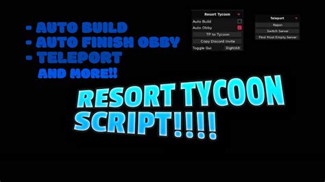 TROPICAL RESORT TYCOON SCRIPT | | Auto Build, Auto Finish 