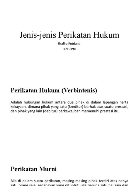 Tabel Jenis-Jenis Hukum Perikatan