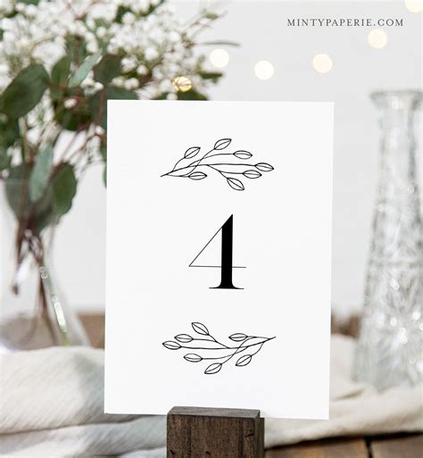 Wedding table number template, Wildflower wedding table numbers, Floral