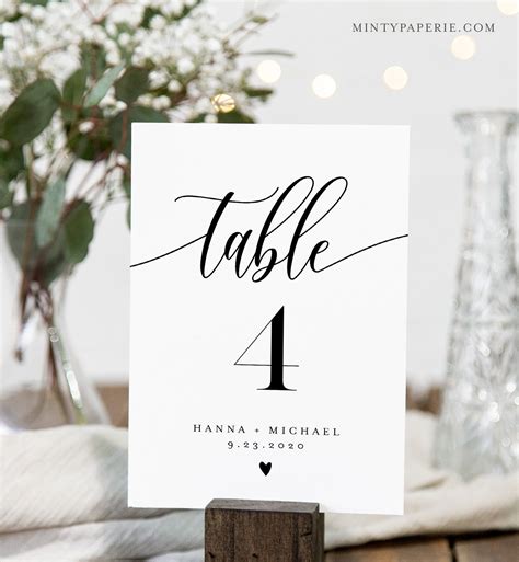 Eucalyptus Table Number Cards Wedding table numbers printable