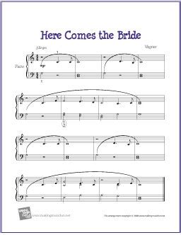 Table Breakdown of Here Comes the Bride Piano Notes