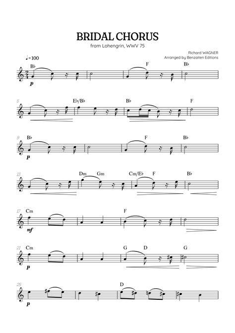 Table Breakdown of Here Comes the Bride Trumpet Sheet Music