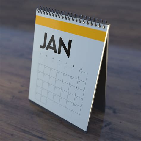 Table Calendar 3D Model Free Download