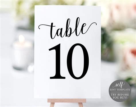 Table Number Template Free Printable