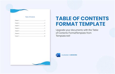 Table of Contents Template Word | Table of Contents Word Template
