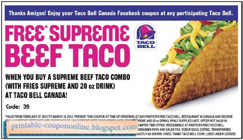 Taco Bell Coupons Printable