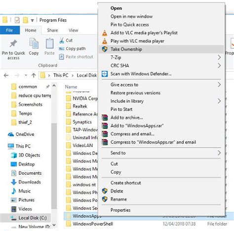 Take Ownership Of The WindowsApp Folder