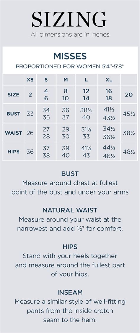 Talbots Petite Size Chart