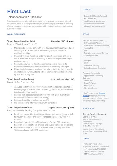 Talent Acquisition Resume
