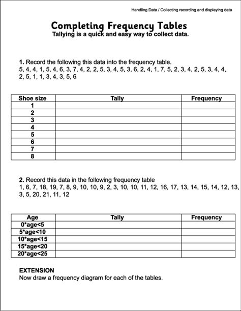 How To Use Tally And Frequency Table Worksheets In 2023