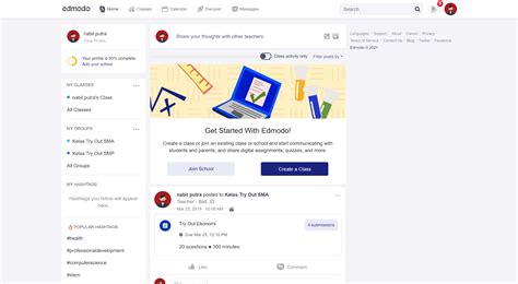 Tampilan Dashboard Edmodo