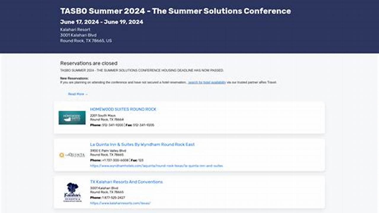 Tasbo Summer Conference 2024 Dates