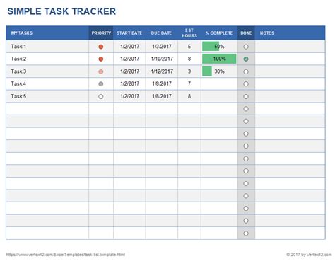 Task Tracking Excel Template