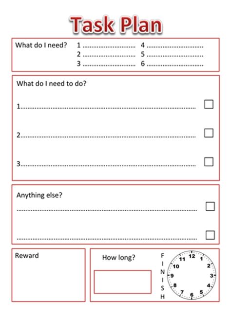 Task Planning Worksheet Kids
