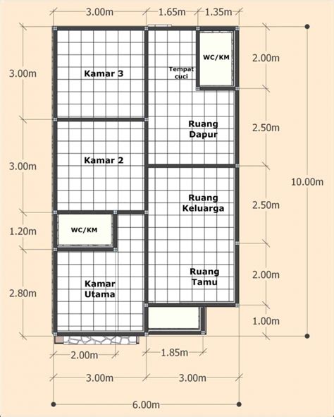 tata letak dan penggunaan ruang tidur dalam rumah 6x10 1 lantai