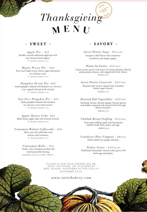 Delectable Delights Await: Unveiling Tatte's Thanksgiving Menu 2021