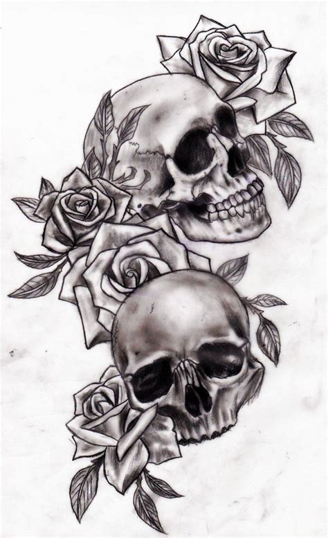 back skull and rose tattoo Design of TattoosDesign of