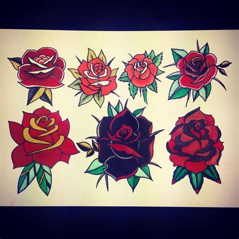 Rose traditional tattoo flash by Darin Blank. Instagram