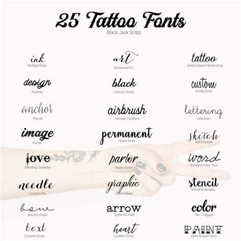 Tattoo Fonts And Sizes