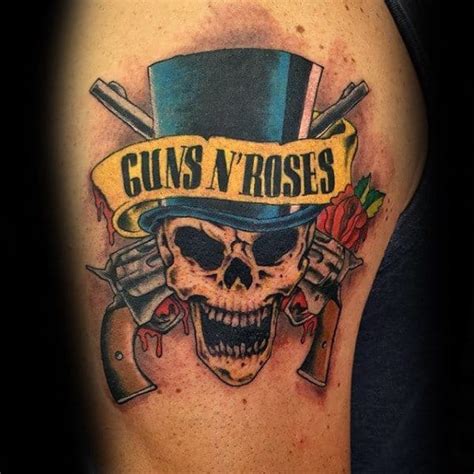40 Guns And Roses Tattoo Designs For Men Hard Rock Band