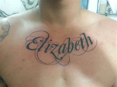 Incredible Name Tattoo Ideas On Chest For Men