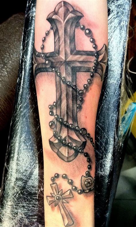 Tattoo Cross With Rosary