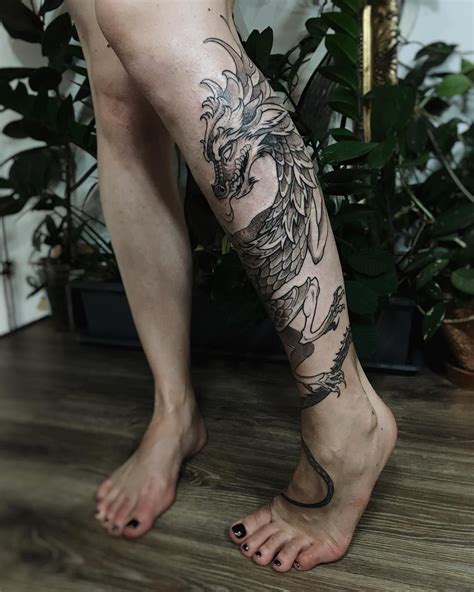 Tattoo Dragon On Leg