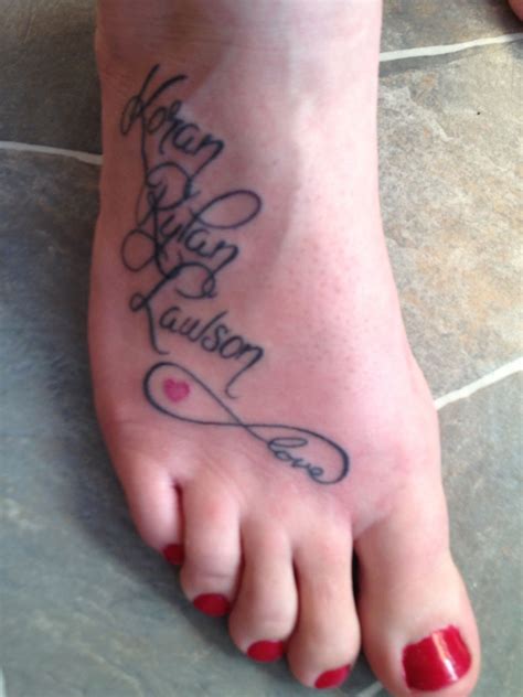 Tattoo On Foot With Names