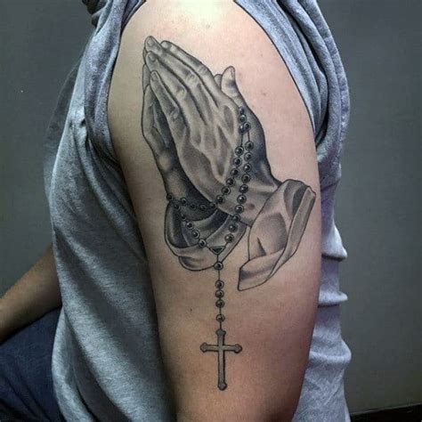 Tattoo Prayer Hands With Rosary