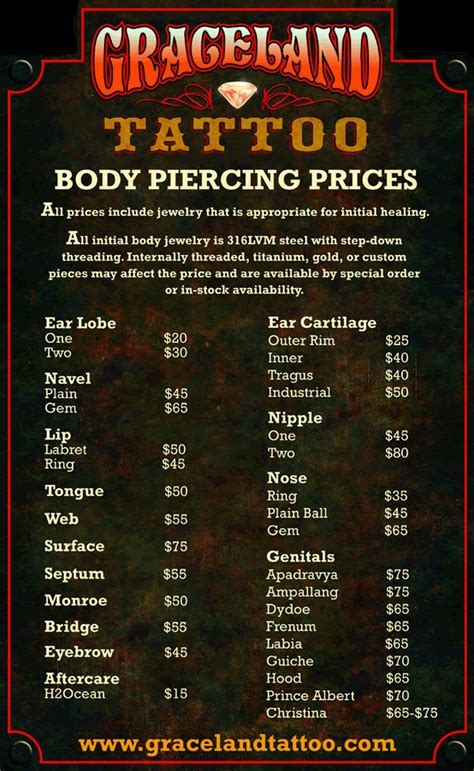 Tattoo Price List Near Me