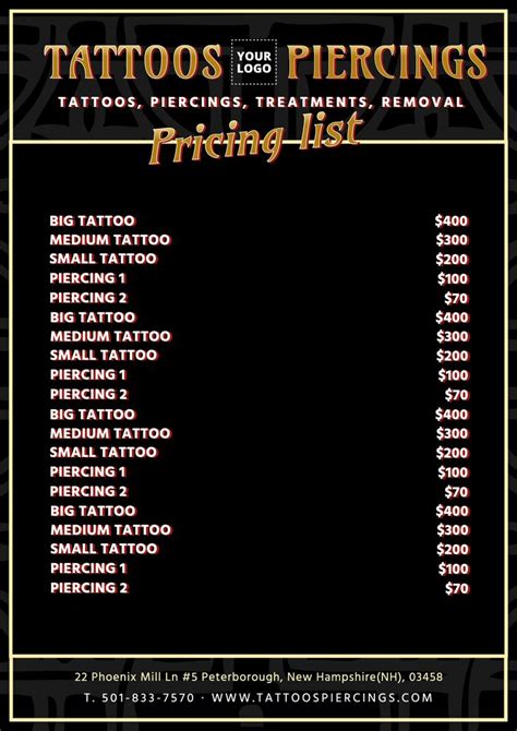 Tattoo examples and prices