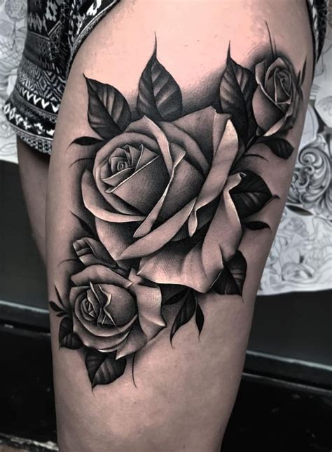 My Rose Tattoo Rose tattoo thigh, Black and grey rose