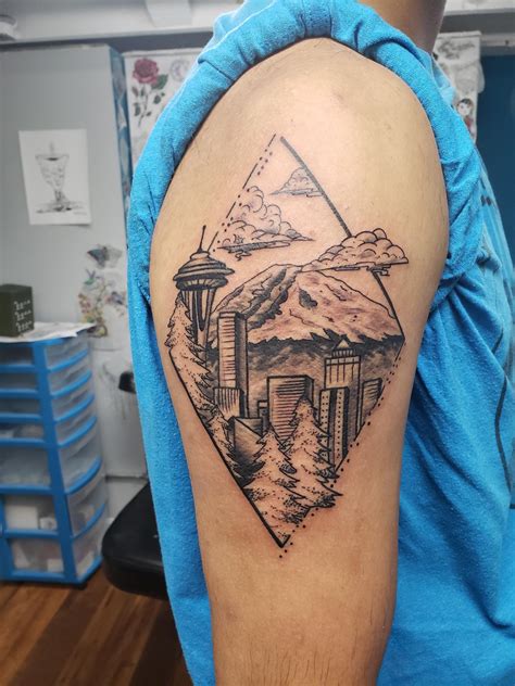 Skyline tattoo, Seattle skyline tattoo