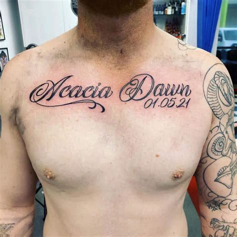 Tattoos Of Names On Chest
